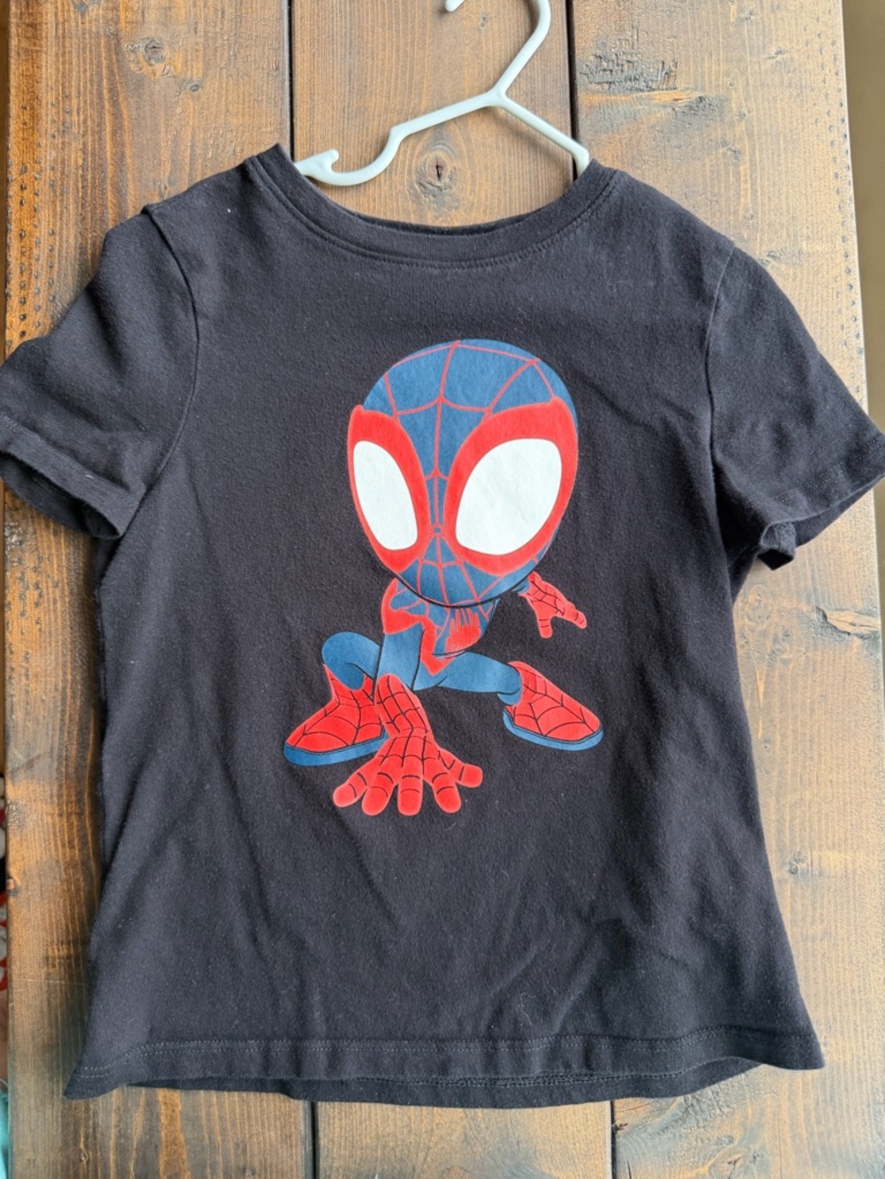 Old Navy Black Tee with Red & Blue Spider-Man Graphic